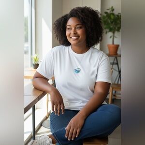 Blue Agate Heart Pendant Necklace on 18” Silver-Plated Chain